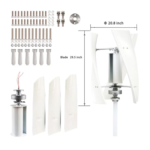 AISINILALAO 1500W 12V 24V 48V Wind Turbine Generator Kit, with 3 Blade, Wind Generator Kit W/Controller, Wind Power Generator for Home Hybrid Solar Wind System,24V