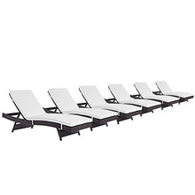 America Luxury - Outdoor Modern Contemporary Urban Patio Balcony Chaise Lounge Chair Set of 6 White Rattan