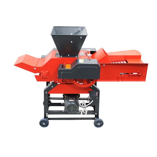 THUXEON 4-Blade Grass Cutting and Silk Kneading Machine, 220V Hay Cutter Kneader Grinder with Conveyor, 2.2KW Crushing Corn Peanuts Straw Wheat, 400-800KG/H