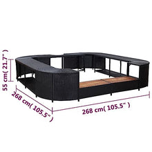 vidaXL Square Spa Surround Black 105.5"x105.5"x21.7" Poly Rattan