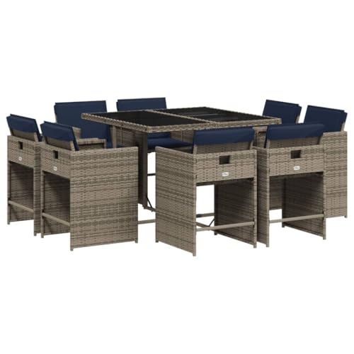 AMBERARD Patio Dining Set Set of 8 Gray Furniture Set