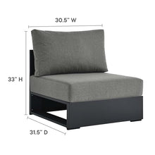 Modway Tahoe Aluminum Armless Patio Gray Charcoal Modular Weather-Resistant Cushions-Perfect as Club Outdoor Lounge Chair