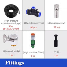 Low Pressure Mist Nozzles for Outdoor Cooling Systems - High Spray with 1/4" Quick Coupling, Nickel-Plated Brass(2543inch/90m/295ft)