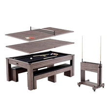 Barrington Billiards Monteray 7’ Drop Pocket Pool Table 3-in-1 Dining Top & Table Tennis Brown/Black