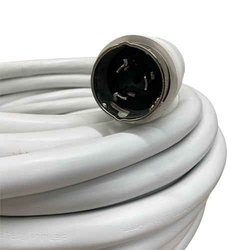 Amp Up 125/250 Volt 50 Amp Marine Shore Power Boat Cord 50' White
