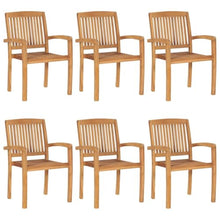 LKJephalotrope Teak Stacking Patio Chairs with Cushions Set of 6