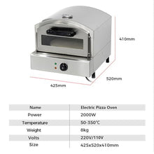 Outdoor Pizza Oven Electric Pizza Ovens with 12in Pizza Stone Stainless Less Pizza Maker Cooking Pizza Steak Chicken for Outdoor Garden Party