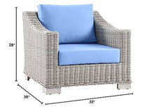 Modway Conway Outdoor Patio Wicker Rattan Armchair Light Gray Light Blue
