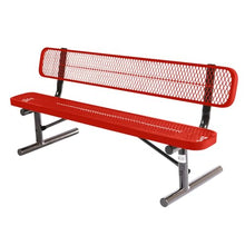COATEDOUTDOORFURNITURE Bench, Red, Expanded, 6Ft, with Back, Portable