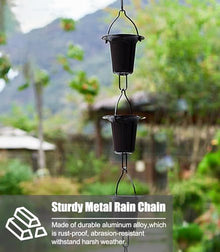 YUSIWOAL Japanese Cup Rain Chain, Aluminum Alloy Downspout Alternative, 5 Cups Per Meter, Adjustable Length for Garden Yard Patio, Rust-Resistant Metal Water Feature Decor(3.6 m (11.8ft))