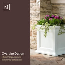 Mayne Fairview 28in Large Square Planter, White