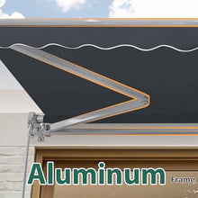 MCombo 12x8ft Manual Retractable Patio Awning Sunshade Canopy (Grey)