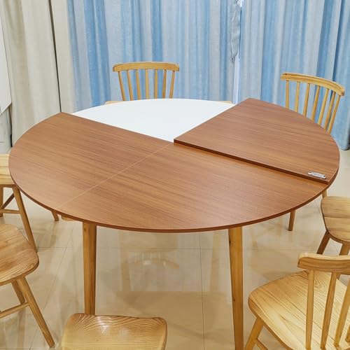 ZDJZMGZ Large 4-Fold Collapsible Round Table Top - Solid Wood Outdoor Table Extender for 10-20 Guests, 59in Yellow Teak, Perfect for Home Gatherings & Parties