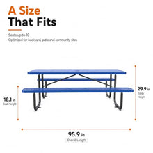 EPOFIT 96" Rectangular Outdoor Picnic Table, Carbon Steel Construction, Durable & Easy to Clean, Ideal for Backyard, Patio, Family Barbecues & Home Garden, Blue