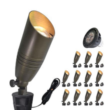 COLOER 12 Pack Brass Landscape Spotlights Outdoor with 5W MR16 Bronze(102B)