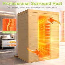 OUTARFIE Far Infrared Sauna, Canadian Hemlock Wood Sauna Spa Room for Indoor,1062W 110V Low EMF Saunas with Control Panel and Integrated Speakers, Mini Home Sauna Room for One Person (Brown-2Person)