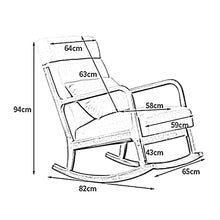 XYWGBMS Patio Lounge Chairs Upholstered Rocking Chair, Rubber Wood Frame Rocker Chair with Wood Base and Smooth Armrest, Padded Seat for Living Room Balcony, Support 15,White-82x65x94cm