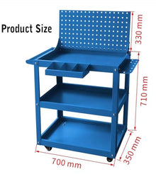 ICEMOB Blue, Heavy-Duty Service Cart,Steel Tool Storage Organizer,3 Tier Workshop Trolley,100KG Load Capacity,Tool Cart on Wheels for Garage,Warehouse and Repair Shop