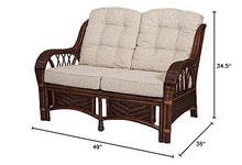 Wickerix Alexa Living Sofa/Loveseat Dark Walnut Color Natural Rattan Wicker Handmade Design with Cushion