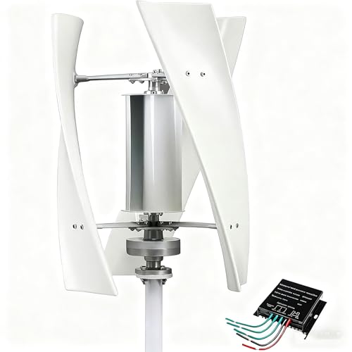 6000w Wind Turbine Generator Kit,3 Blade Vertical Axis Generators, Electromagnetic Portable Vertical Helix Charger Controller, For Home, Business,Industrial Energy Supply White-48V