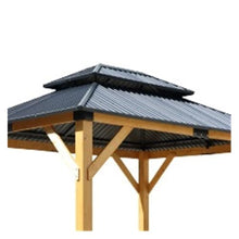 Pavilion Gazebo Wooden Coated Fir Wood Carport Steel Frame Canopy with Steel Double Roof Outdoor Permanent Metal Pavilion