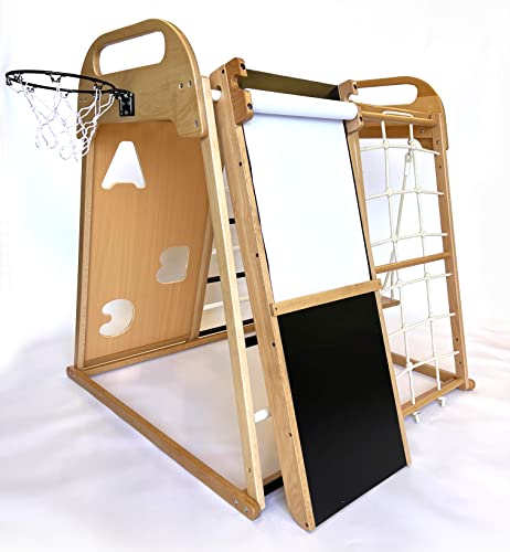 Hopscotch Squad Indoor Kids Jungle Climbing Gym 9-in-1 Wooden Play Set