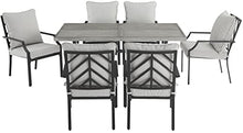 Crosley Furniture Otto 7-Piece Chevron Outdoor Dining Set Matte Black with Gray Cushions