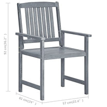 ZQQLVOO Patio Chairs with Cushions 8 pcs Solid Acacia Wood Gray, Outoor Bar Height Stools, Outdoor Dining Chair, Patio High Top Bar Height Stool Chairs for Home Entertaining