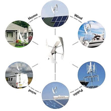 1000W 12V-220V VAWT generator, 3 Blade Maglev Vertical Axis Wind Turbine Power Generator low start up wind speed 360 degree wind capture with Controller for Home Energy White-24V