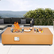 56" Orange Propane Fire Pit Table with 13" Ice Bucket, 50,000 BTU Outdoor Fire Table – Includes Wind Guard, Fire Glass Beads, CSA Certified for Patio, Garden, Poolside