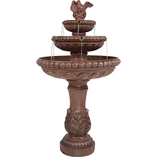 Sunnydaze Dove Pair 3-Tier Outdoor Water Fountain - 43-Inch H