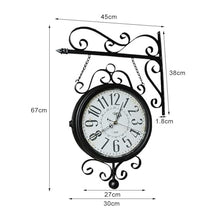 SLGGPJBU Double Sided Clock Vintage Double Sided Wall Clock Black Mute Wall Mounted Clock for Outdoor Garden Wall Clock Interior Decoration Pendant Clock