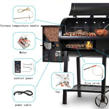 Electric Pellet Smoker, Pellet BBQ Smoker Hopper Assembly Kit, Knob Type Digital Temperature Controller, For Grill, Bake