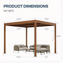 Patio Kingdom 10' x 13' Louvered Pergola Outdoor Aluminum Pergola Kit with Adjustable Roof, All-Weather Metal Gazebo with Drainage System for Patio, Deck, Garden and Backyard Shade, Wood Looking