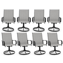 Garvee Patio Swivel Outdoor Dining Chair Set of 8 with Textilene Mesh Khaki