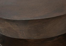 Seeheool Modern Round Outdoor Side Table with Magnesium Oxide for Patio Backyard Garden Pool Porch Lawn 22.25" x 22.25" x 24.75" Walnut