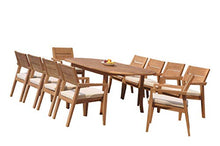 11 PC A Grade Outdoor Patio Teak Dining Furniture Set - 94" Double Extension Oval Table & 10 Cellore Stacking Arm Chairs