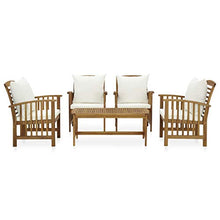 HNSMFPRE Solid Acacia Wood Patio Lounge Set with Coffee Table and Cushions for Garden