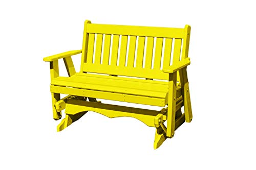 Amish Craftsmanship Made in USA 3-Person 5FT Plastic Poly Lumber Wood Glider Premium Colors HDPE with No wood fibers Memorial Patio Porch Glider Mission Series English design 1000 lbs Limit