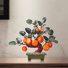 Feng Shui Jade Carved Orange Tree Bonsai Chinese Style Decoration for Wealth and Luck Living Room TV Cabinet Bonsai Porch Decoration House Plant