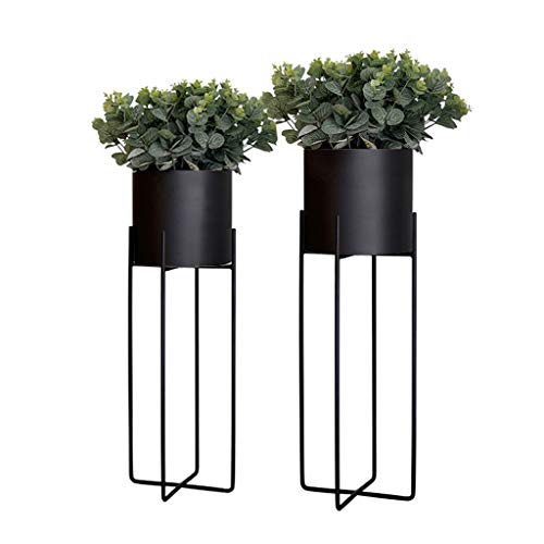 KAJIAO Nordic Black Planter Pot Stand Rack Metal Flower Holder Garden Patio Balcony Decoration Display Shelf Iron Art Herb Bonsai Shelves(S+L)