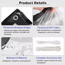 Etlegor 0.47mm Waterproof Tarp Cover with Grommets, Clear Vinyl Tarp Tarpaulin Gazebo Porch Covering Patio Enclosure for Outdoor, Plant, Garden, Chicken Coop(10' x 10'/3x3m)
