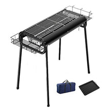 Barbecue Desk Portable Travel Folding Tall Barbecue BBQ Charcoal Grill with Independent Charcoal Tank and Seasoning Basket for Camping Picnic Outdoor，black - 28.7 X 14.6'' X 32.3" Tabletop Barbecue"