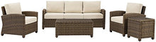 Crosley Furniture Bradenton 5-Piece Outdoor Sofa Set Brown with Sand Cushions