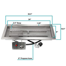 Celestial 24" x 8" CSA Certified Fire Pit Burner Kit, Commercial Grade 16 Gauge 304 Stainless Steel, Flame Sensing Safety Feature, Beveled Lip for Extra Strength, Propane, Electronic Ignition