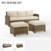 Afuera Living Modern 3-Piece Outdoor Sofa Set, Steel Frame with Handwoven All-Weather Wicker, Sand/Brown Finish, Moisture-Proof Cushions, Removable Covers, Patio Furniture for Backyard or Garden