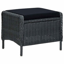 Foknhdi Reclining Garden Chair Dark Grey Round PE Rattan Patio Chairs 43.65 lbs 17.7 x 22.4 x 17.7 in Outdoor Seating with Footstool for Balcony Deck and Garden Use