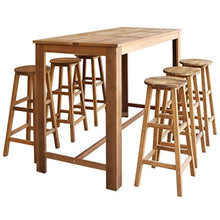 KGFHERENB 7-Piece Solid Acacia Wood Bar Table and Stool Set