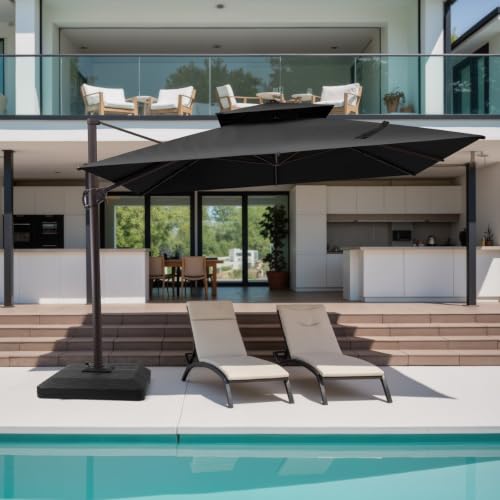 OROTLECT 11'X11' Square Cantilever Patio Umbrella with Base