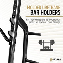 Ryan Sherwood Olympic Bench Chest Press with 4 Long External Storage Weight Horns Black